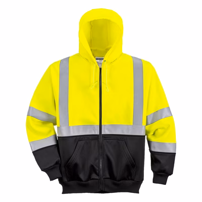 Immagine di Felpa bicolore con cappuccio hi-vis PORTWEST B315 colore Yellow/Black taglia XXL