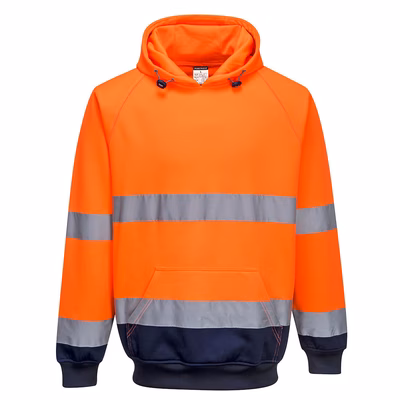 Immagine di Felpa bicolore con cappuccio hi-vis PORTWEST B316 colore arancione/blu navy taglia XXL
