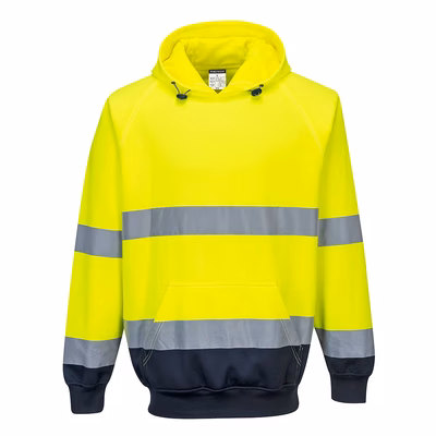 Immagine di Felpa bicolore con cappuccio hi-vis PORTWEST B316 colore giallo/blu navy taglia XXXL