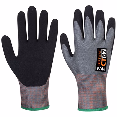 Immagine di Guanti da taglio in schiuma di nitrile PORTWEST CT67 colore grigio/nero taglia XS - paio