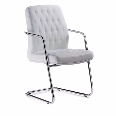 Immagine di Poltrona ARTU' visitatore su slitta ecopelle bianca