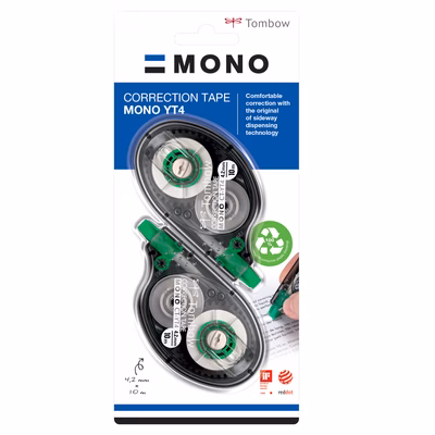 Immagine di Correttore a nastro TOMBOW MONO mm 4,2x10 m - blister da 2 pezzi