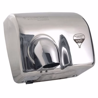 Immagine di Asciugamani elettrico a fotocellula e lampada UVC MAGNUM 2000 Watt colore inox lucido