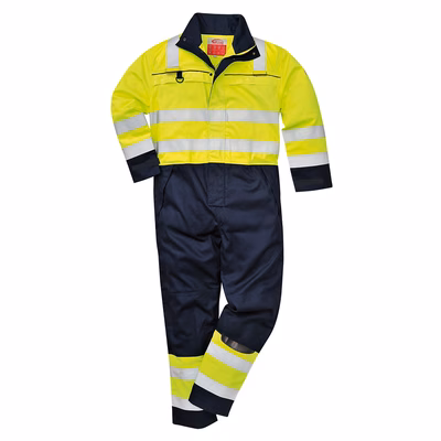 Immagine di Tuta alta visibilità multinorma PORTWEST FR60 colore giallo/blu navy taglia L