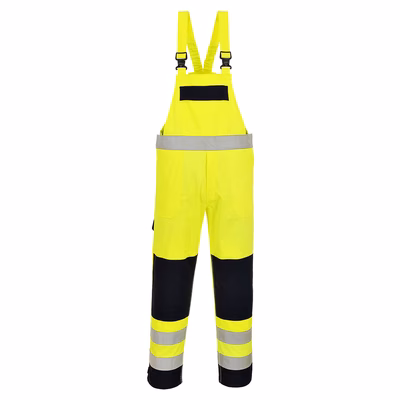 Immagine di Salopette hi-vis multi norma PORTWEST FR63 colore giallo/blu navy taglia XXXL