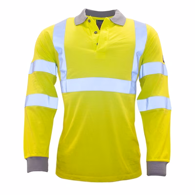 Immagine di Polo manica lunga hi-vis ignifuga e antistatica PORTWEST FR77 colore giallo taglia XXXXL