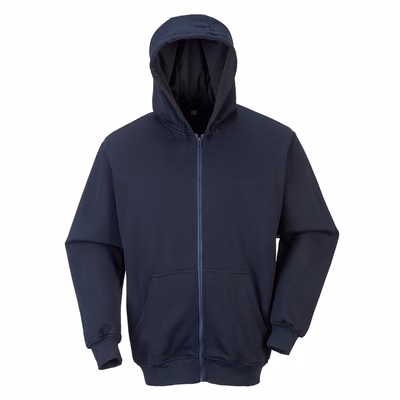 Immagine di Felpa ignifuga con cappuccio e zip frontale PORTWEST FR81 colore blu navy taglia M