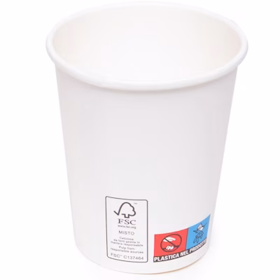 Immagine di Bicchieri in cartoncino laminato PLA colore bianco 118 ml - 4 oz