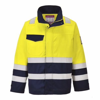 Immagine di Giacca modaflame hi-vis PORTWEST MV25 colore giallo/blu navy taglia XXL