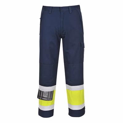 Immagine di Pantalone modaflame hi-vis PORTWEST MV26 colore giallo/blu navy taglia M