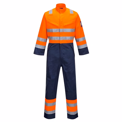 Immagine di Tuta modaflame ris navy/orange PORTWEST MV29 colore arancione/blu navy taglia M