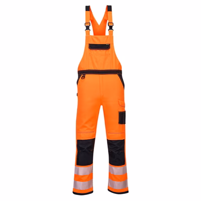 Immagine di Salopette alta visibilità PORTWEST PW3 colore arancione/nero taglia L