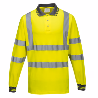 Immagine di Polo maniche lunghe cotton comfort hi-vis PORTWEST S271 colore giallo taglia M