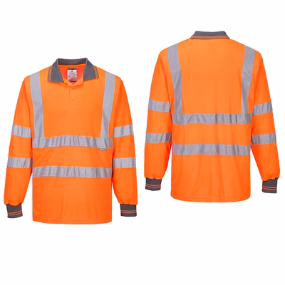 Immagine di Polo maniche lunghe alta visibilità PORTWEST S277 colore arancione taglia XXXXXL