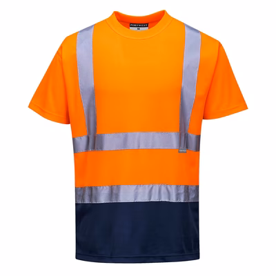 Immagine di T-shirt bicolore hi-vis PORTWEST S378 colore arancione/blu navy taglia S