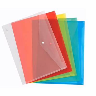 Immagine di Cartellina a busta c/bottone A5 trasparente coloriassortiti