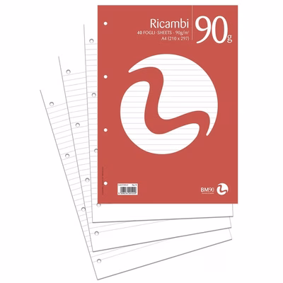 Immagine di Ricambi fogli 4 fori A4 g90 righe ff 40