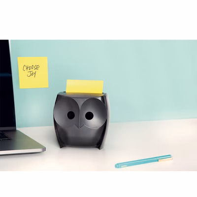 Immagine di Dispenser per Post-it Super Sticky Z-Notes a forma di gufo con 2 blocchetti da 45 fogli