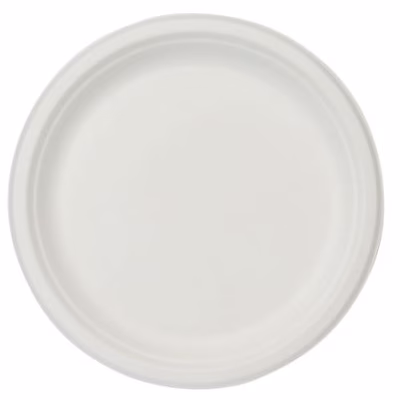 Immagine di Piatto piano rotondo LINEA EASY in polpa di cellulosa colore bianco Ø 26 cm