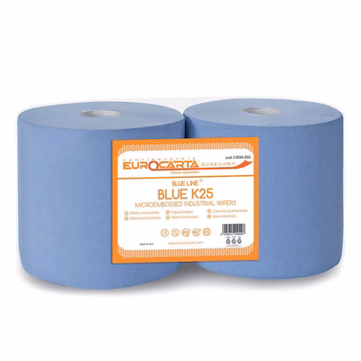 Immagine di Rotolo industriale EUROCARTA BLUE K25 3 veli 475 strappi metri 175