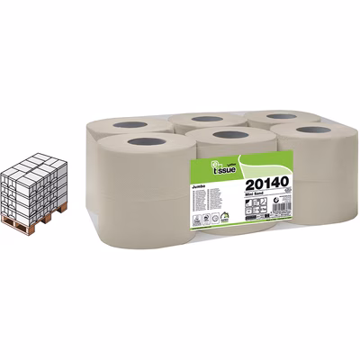 Immagine di Pallet Carta igienica riciclata CELTEX E-TISSUE MINI SAND mini jumbo 2 veli 140 metri