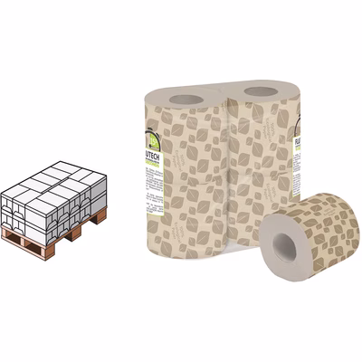 Immagine di MezzoPallet Carta igienica fascettata riciclata CELTEX E-TISSUE SAND HOTEL 2 veli 180 strappi 18 m