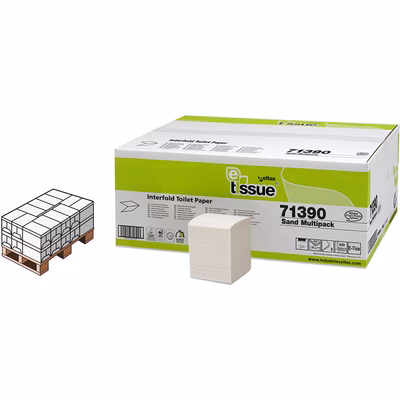 Immagine di MezzoPallet Carta igienica riciclata intercalata CELTEX E-TISSUE SAND MULTIPACK 2 veli 250 fogli