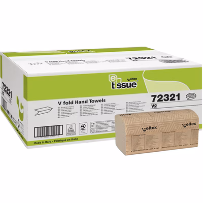 Immagine di Carta asciugamani riciclata piegata a "V" CELTEX E-TISSUE V2 2 veli 200 fogli