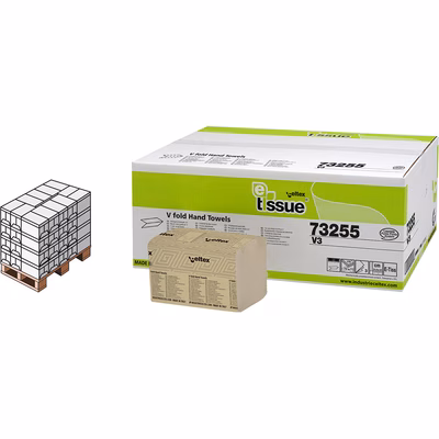 Immagine di Pallet carta asciugamani riciclata piegata a "V" CELTEX E-TISSUE V3 3 veli 170 fogli