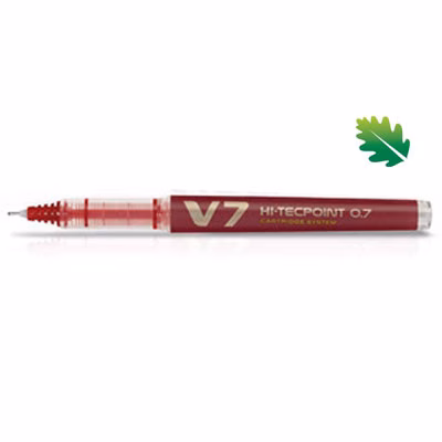 Immagine di Roller colore rosso PILOT HI-TECPOINT V7 ricaricabile Begreen punta fine mm 0,7