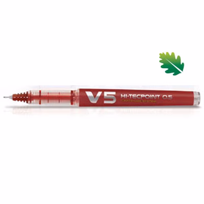 Immagine di Roller colore rosso PILOT HI-TECPOINT V5 ricaricabile Begreen punta superfine mm 0,5