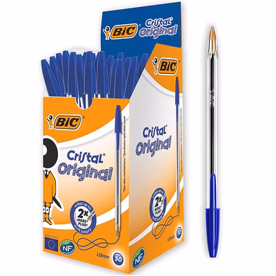 Immagine di Penna a sfera colore blu BIC CRISTAL ORIGINAL punta media mm 1