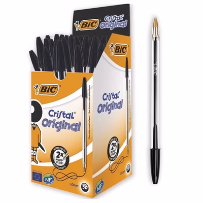 Immagine di Penna a sfera colore nero BIC CRISTAL ORIGINAL punta media mm 1