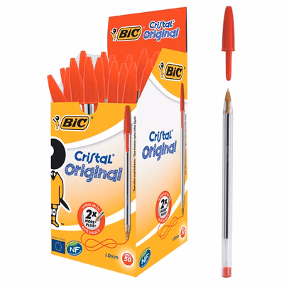 Immagine di Penna a sfera colore rosso BIC CRISTAL ORIGINAL punta media mm 1