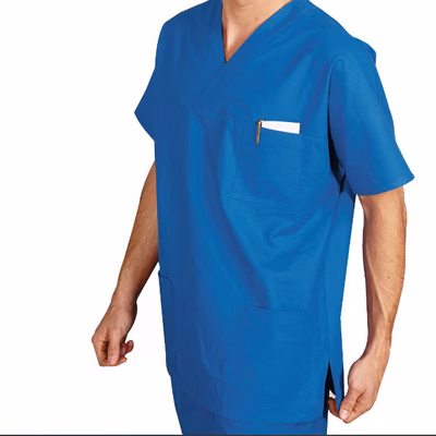 Immagine di Casacca unisex collo a v 100% cotone azzurro L