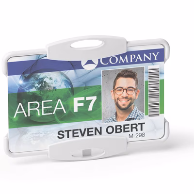 Immagine di Portabadge rigido eco DURABLE 8988-10 per 1 tessera colore grigio cm 8,7x5,4