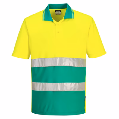 Immagine di Polo leggera a contrasto ad alta visibilità s/s PORTWEST S175 colore Yellow/Teal taglia XXXXL