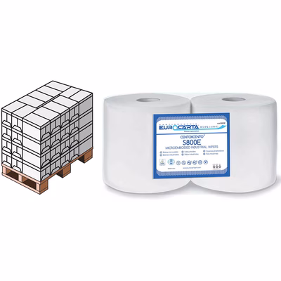 Immagine di Pallet rotolo industriale EUROCARTA S800 2 veli 800 strappi metri 160