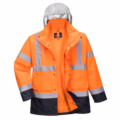 Immagine di Giacca traffic bicolore 4 in 1 hi-vis PORTWEST S471 colore arancione/blu navy taglia S