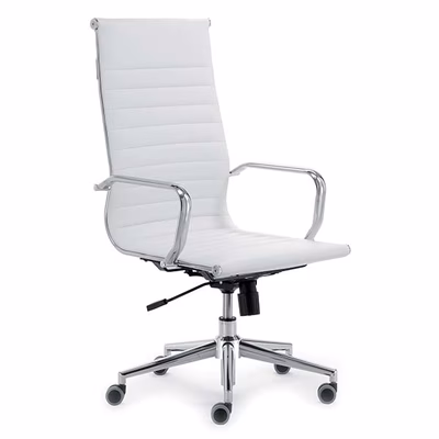 Immagine di Sedia direzionale ZEUS schienale alto ecopelle bianca