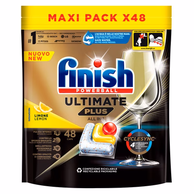 Immagine di Detergente per lavastoviglie FINISH ULTIMATE PLUS 48 capsule alla profumazione di limone