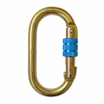 Immagine di Moschettone simmetrico IRUDEK 981 in acciaio tropicalizzato colore giallo/blu