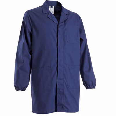 Immagine di Camice da lavoro con tre tasche copribottone ed elastico ai polsi colore colore blu taglia XL