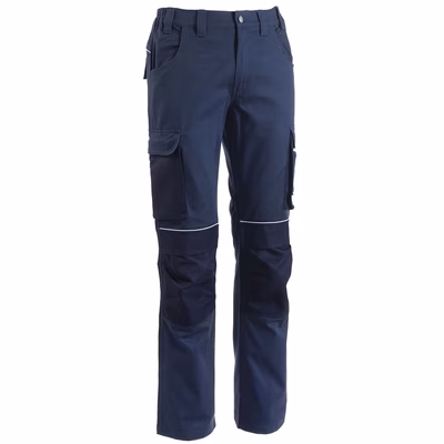 Immagine di Pantalone da lavoro GLOBAL TRADING Stretch cotone elasticizzato colore blu inserti tono su tono XXXL