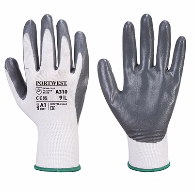 Immagine di Guanti in nitrile Flexo Grip PORTWEST A310 colore grigio/bianco taglia XL - paio