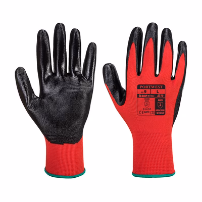 Immagine di Guanti in Nitrile Flexo Grip PORTWEST A310 colore rosso/nero taglia M - paio