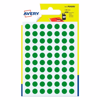 Immagine di Etichette ad.rotonde in carta colorata verde, scrivibili a mano, Ø 8 mm, 70 etich.per foglio, 7 ff