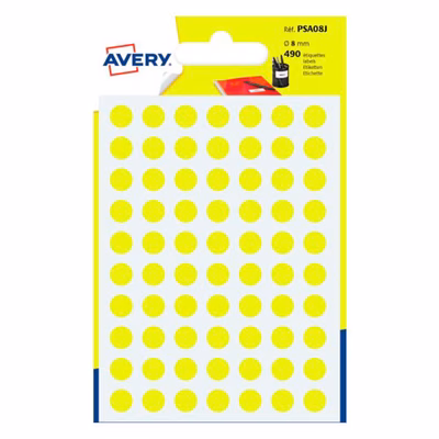 Immagine di Etichette ad.rotonde in carta colorata gialla, scrivibili a mano, Ø 8 mm, 70 etich.per foglio, 7 ff