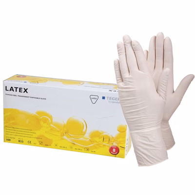 Immagine di Guanti monouso in lattice senza polvere TEGERA 833 colore bianco taglia 9