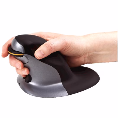 Immagine di Mouse verticale FELLOWES PENGUIN medio wireless colore nero-argento